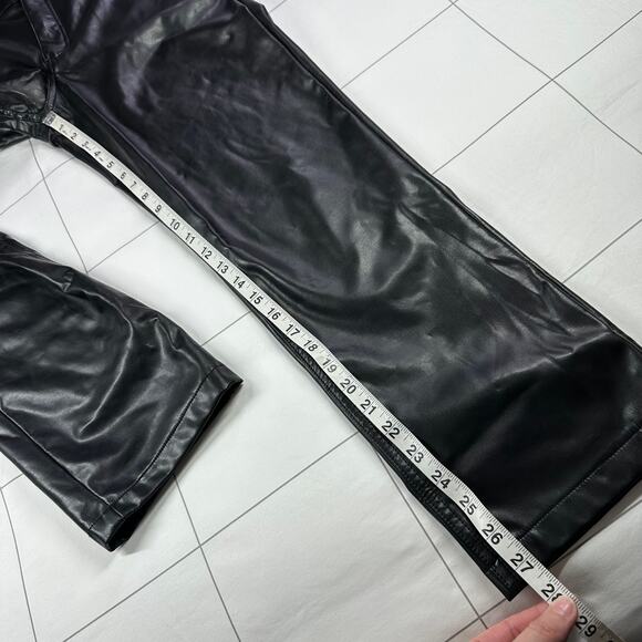 Abercrombie & Fitch Pants Women 29 Short Black Faux Leather Vegan Curve Love 90s - Picture 9 of 11